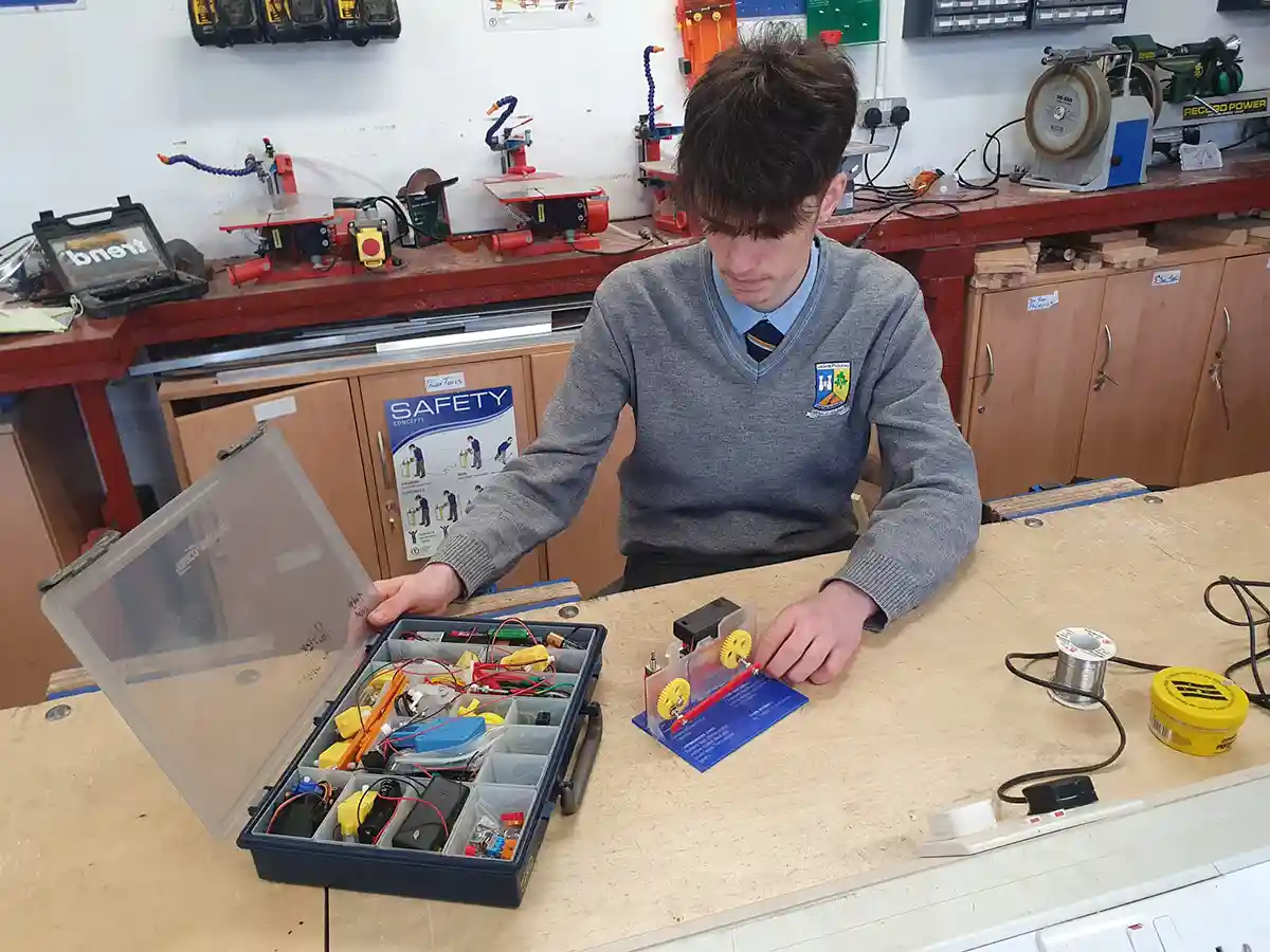 Boy working on Senior Cycle Tecnology Project at St.Patrick's Boys Secondary School, Castleisland