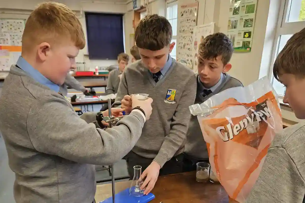 Junior Cycle Science Students performing experiment